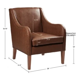 Kirkland's Home Faux Leather Sloped Arm Accent Chair- Accent Chairs