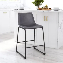 Kirkland's Home Faux Leather Sloped Counter Stools, Set Of 2- Bar Stools & Counter Height Stools