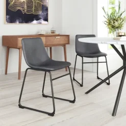 Kirkland's Home Faux Leather Sloped Dining Chairs, Set Of 2- Dining Chairs