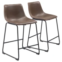 Kirkland's Home Faux Leather Sloped 2-Pc. Counter Stool Set- Bar Stools & Counter Height Stools