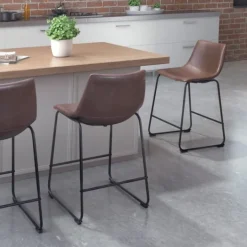 Kirkland's Home Faux Leather Sloped 2-Pc. Counter Stool Set- Bar Stools & Counter Height Stools