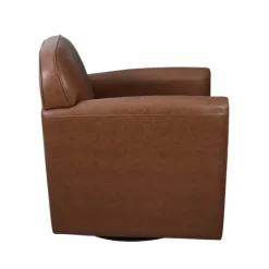 Kirkland's Home Faux Leather Swivel Club Chair- Accent Chairs
