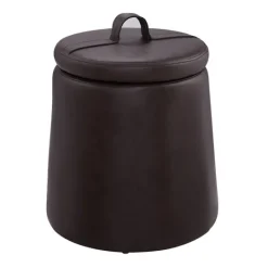 Kirkland's Home Faux Leather Top Handle Storage Ottoman- Benches & Ottomans