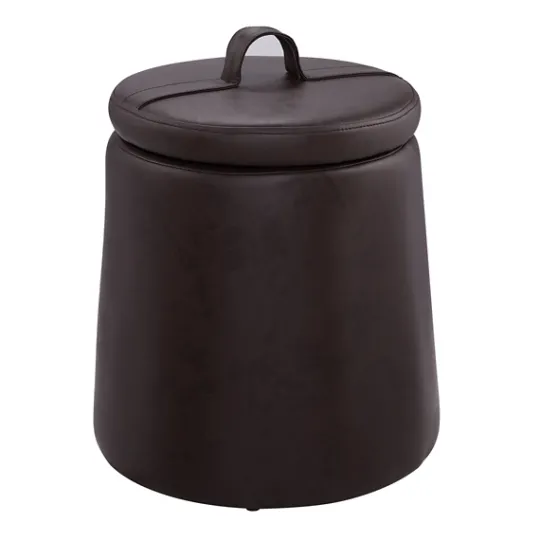Kirkland's Home Faux Leather Top Handle Storage Ottoman- Benches & Ottomans