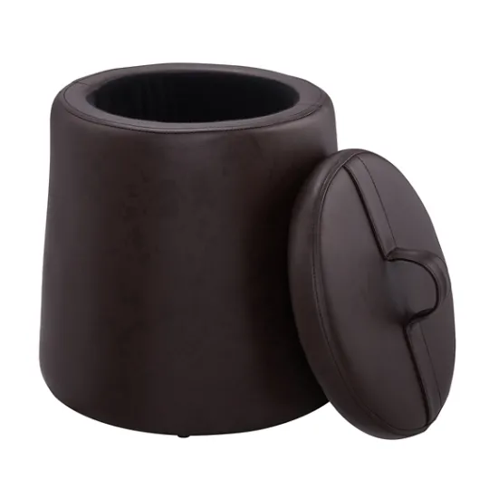 Kirkland's Home Faux Leather Top Handle Storage Ottoman- Benches & Ottomans