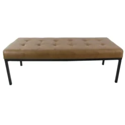 Kirkland's Home Faux Leather Tufted Button Bench- Benches & Ottomans