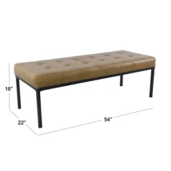 Kirkland's Home Faux Leather Tufted Button Bench- Benches & Ottomans