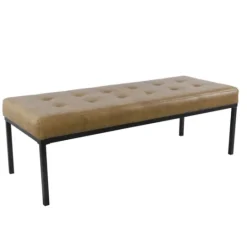 Kirkland's Home Faux Leather Tufted Button Bench- Benches & Ottomans