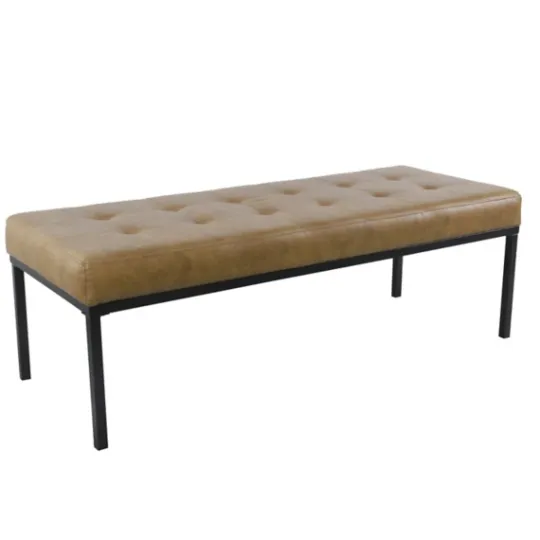 Kirkland's Home Faux Leather Tufted Button Bench- Benches & Ottomans