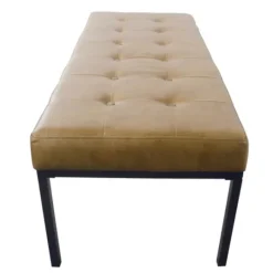 Kirkland's Home Faux Leather Tufted Button Bench- Benches & Ottomans