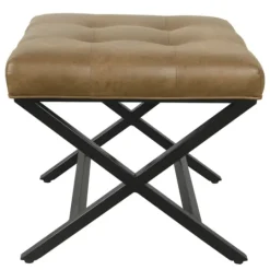 Kirkland's Home Faux Leather Tufted X-Frame Bench- Benches & Ottomans