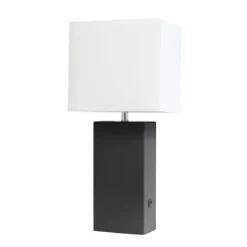 Kirkland's Home Faux Leather Usb Table Lamp- Table Lamps