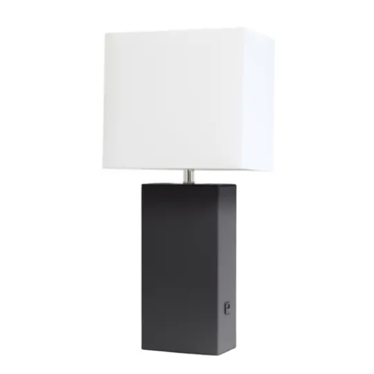 Kirkland's Home Faux Leather Usb Table Lamp- Table Lamps