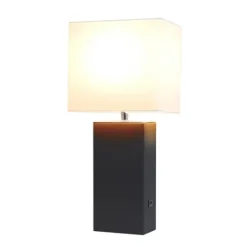 Kirkland's Home Faux Leather Usb Table Lamp- Table Lamps