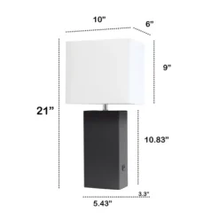 Kirkland's Home Faux Leather Usb Table Lamp- Table Lamps