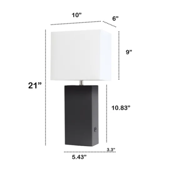 Kirkland's Home Faux Leather Usb Table Lamp- Table Lamps