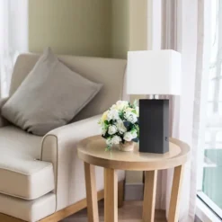 Kirkland's Home Faux Leather Usb Table Lamp- Table Lamps