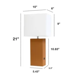Kirkland's Home Faux Leather Usb Table Lamp- Table Lamps