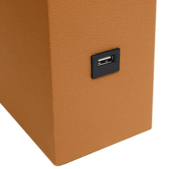 Kirkland's Home Faux Leather Usb Table Lamp- Table Lamps