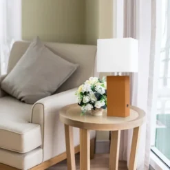 Kirkland's Home Faux Leather Usb Table Lamp- Table Lamps