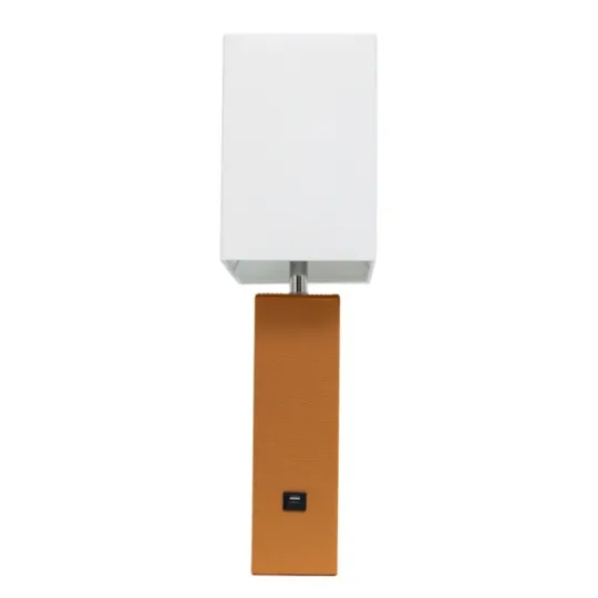 Kirkland's Home Faux Leather Usb Table Lamp- Table Lamps