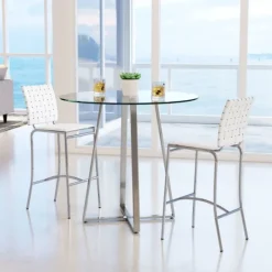 Kirkland's Home Faux Leather Woven Counter Stools, Set Of 2- Bar Stools & Counter Height Stools
