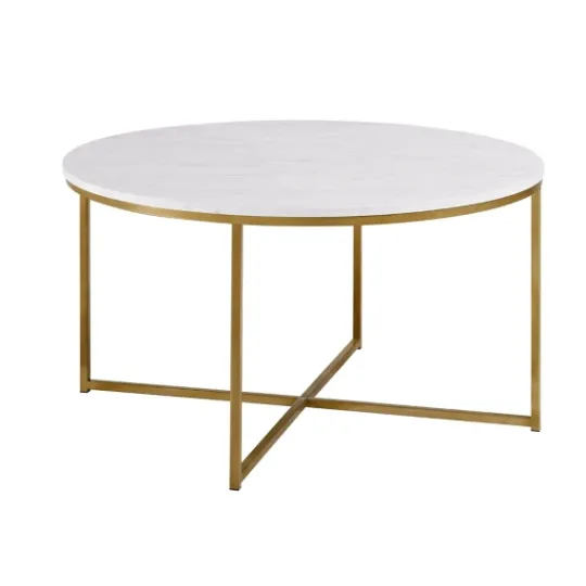 Kirkland's Home Faux Marble & Gold X-Base Coffee Table- Coffee Tables