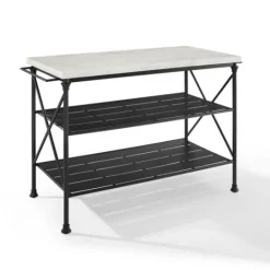 Kirkland's Home Faux Marble Top 3-Tier Melody Kitchen Island- Kitchen Islands & Bar Carts