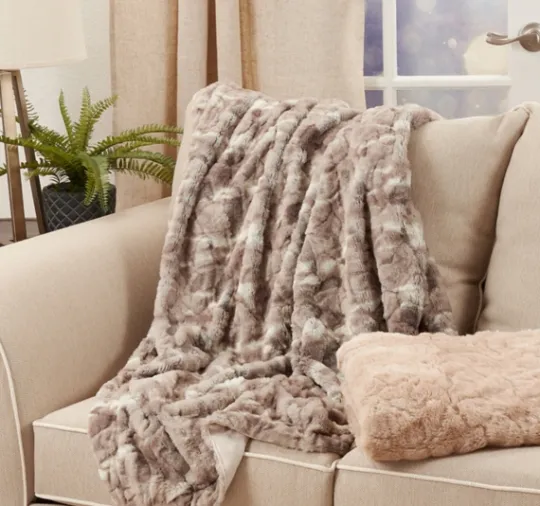 Kirkland's Home Faux Mink Fur Throw- Blankets & Throws