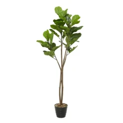 Kirkland's Home Fiddle Leaf Fig In Ribbed Rock Planter- Trees & Topiaries