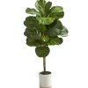Kirkland's Home Fiddle Leaf Fig In White Ceramic Planter, 42 In.- Trees & Topiaries