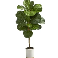 Kirkland's Home Fiddle Leaf Fig In White Ceramic Planter, 42 In.- Trees & Topiaries