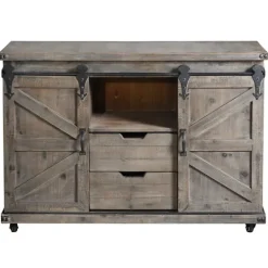 Kirkland's Home Fir Rolling Barn Door Cabinet With Casters- Cabinets & Sideboards