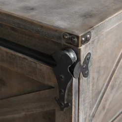 Kirkland's Home Fir Rolling Barn Door Cabinet With Casters- Cabinets & Sideboards