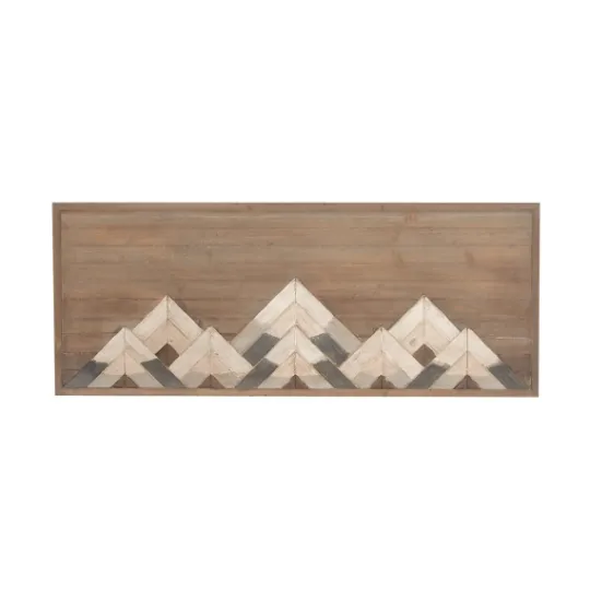 Kirkland's Home Fir Wood Abstract Mountain Range Plaque- Wall Plaques