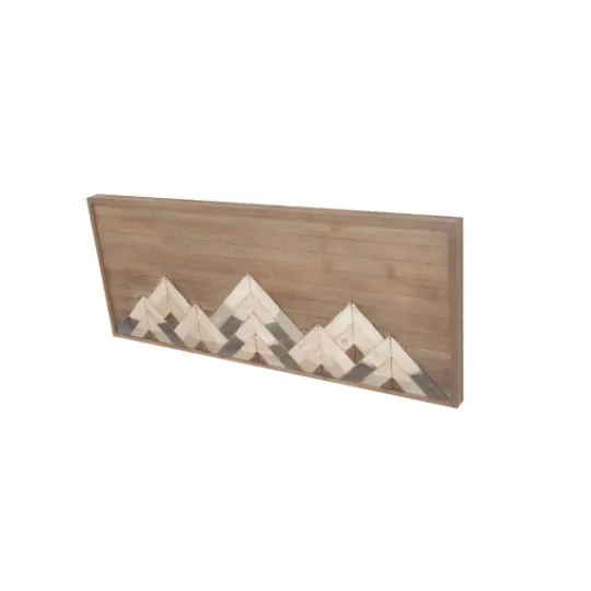Kirkland's Home Fir Wood Abstract Mountain Range Plaque- Wall Plaques