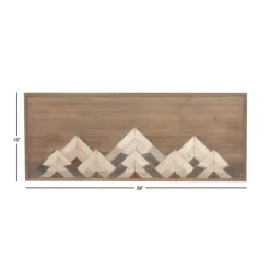 Kirkland's Home Fir Wood Abstract Mountain Range Plaque- Wall Plaques