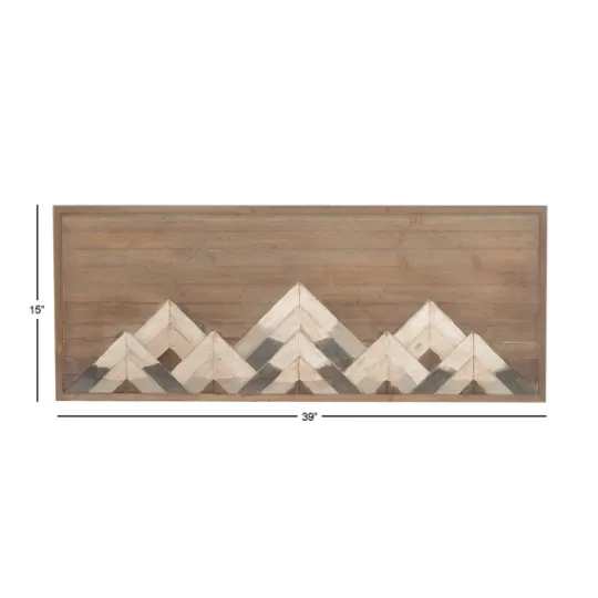 Kirkland's Home Fir Wood Abstract Mountain Range Plaque- Wall Plaques