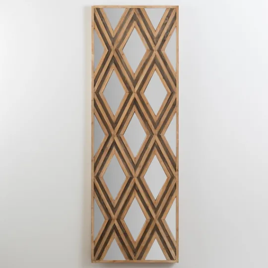 Kirkland's Home Fir Wood Diamond Mirrored Wall Plaque- Wall Plaques