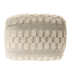 Kirkland's Home Flatweave Tufted Checker Wool Pouf- Pillows