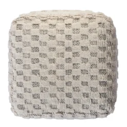 Kirkland's Home Flatweave Tufted Checker Wool Pouf- Pillows