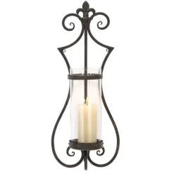Kirkland's Home Fleur Distressed Black Iron Sconce, 25 In.- Sconces