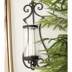 Kirkland's Home Fleur Distressed Black Iron Sconce, 25 In.- Sconces