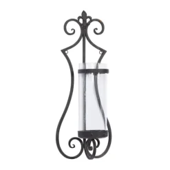 Kirkland's Home Fleur Distressed Black Iron Sconce, 25 In.- Sconces