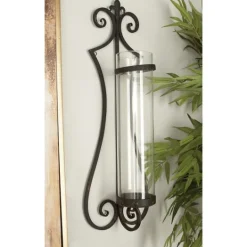 Kirkland's Home Fleur Distressed Black Iron Sconce, 31 In.- Sconces