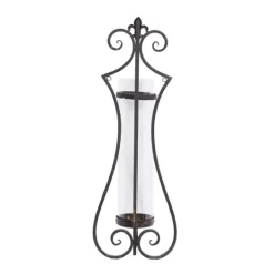 Kirkland's Home Fleur Distressed Black Iron Sconce, 31 In.- Sconces