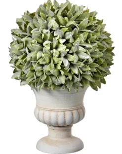 Kirkland's Home Flocked Sage Ball 11 In. Urn Arrangement, Set Of 2- Trees & Topiaries