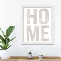 Kirkland's Home Floral Home White Framed Canvas Art Print- Wall Quotes & Signs