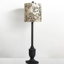 Kirkland's Home Floral Shade Black Buffet Lamp- Buffet Lamps