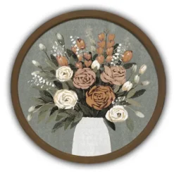 Kirkland's Home Floral Spice Bouquet Round Framed Print- Framed Art